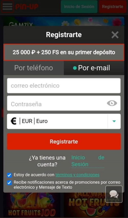 registro mediante la dirección de correo electrónico